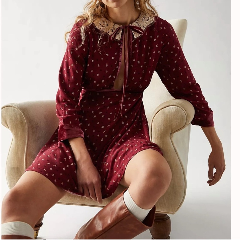 Free People Lace Adorned Collar Dress